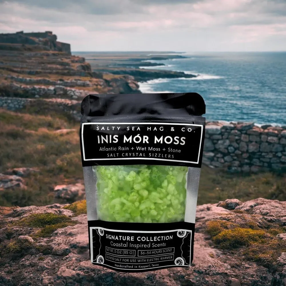 Inis Mór Moss Salt Crystal Sizzlers - Atlantic Rain + Wet Moss + Stone Scent